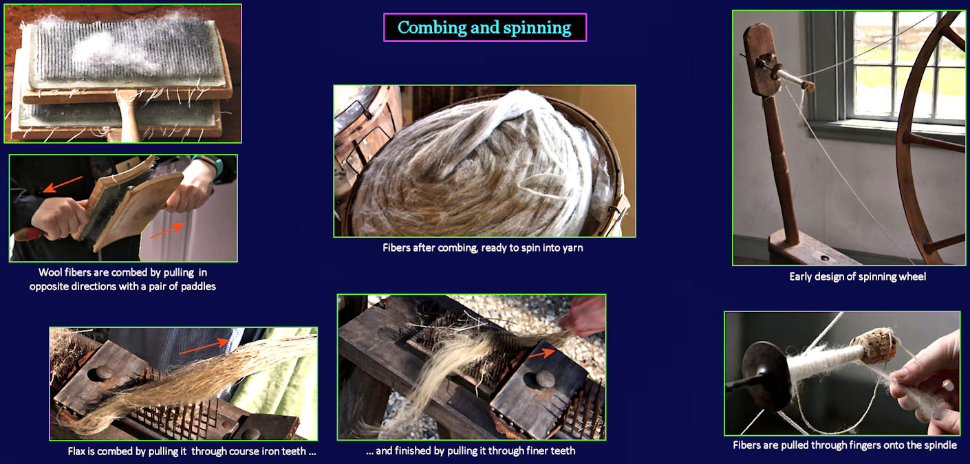 Combing, carding, heckling, 1700s